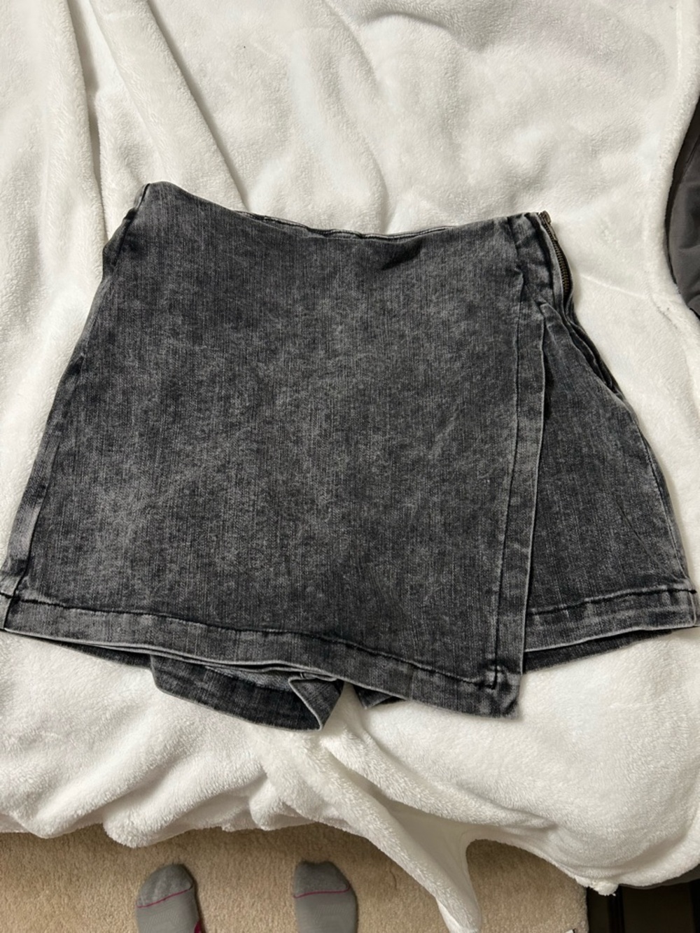 Pink Lily Black Washed Denim Skort